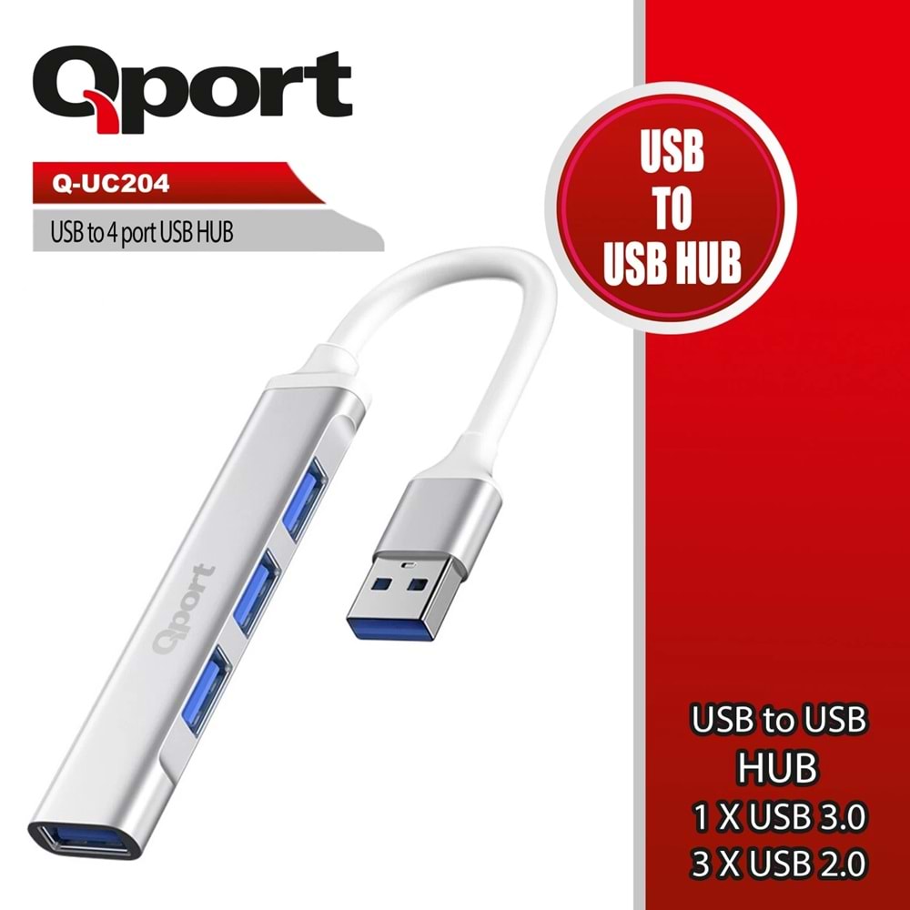 Usb Çoklayıcı Qport Q-Uc204 Usb To 4 Port