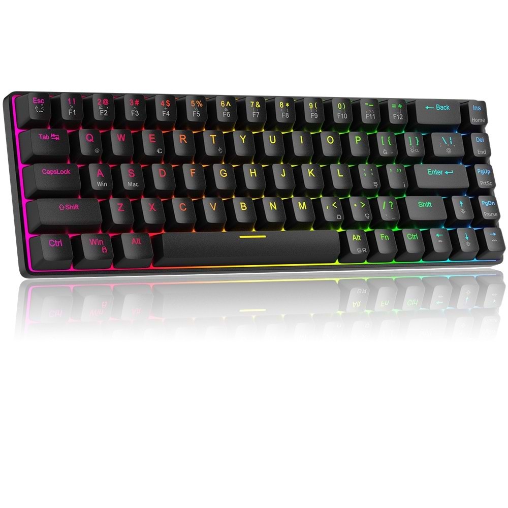 MageGee MK-BOX 68 Tuş RGB Hot-Swap Manyetik Kablolu Türkçe Q Siyah