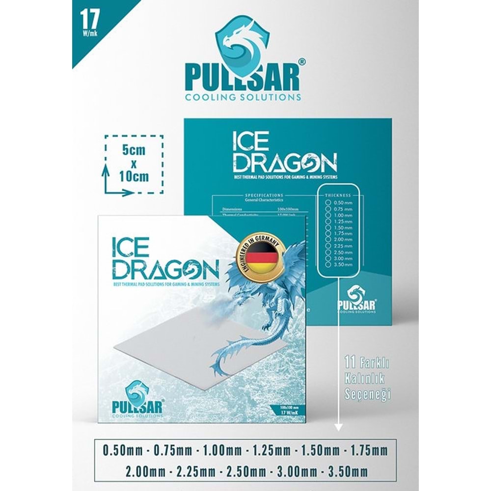 AKSESUAR ICE DRAGON THERMAL PAD 17W/MK 1.00M KALINLIK 50X100MM