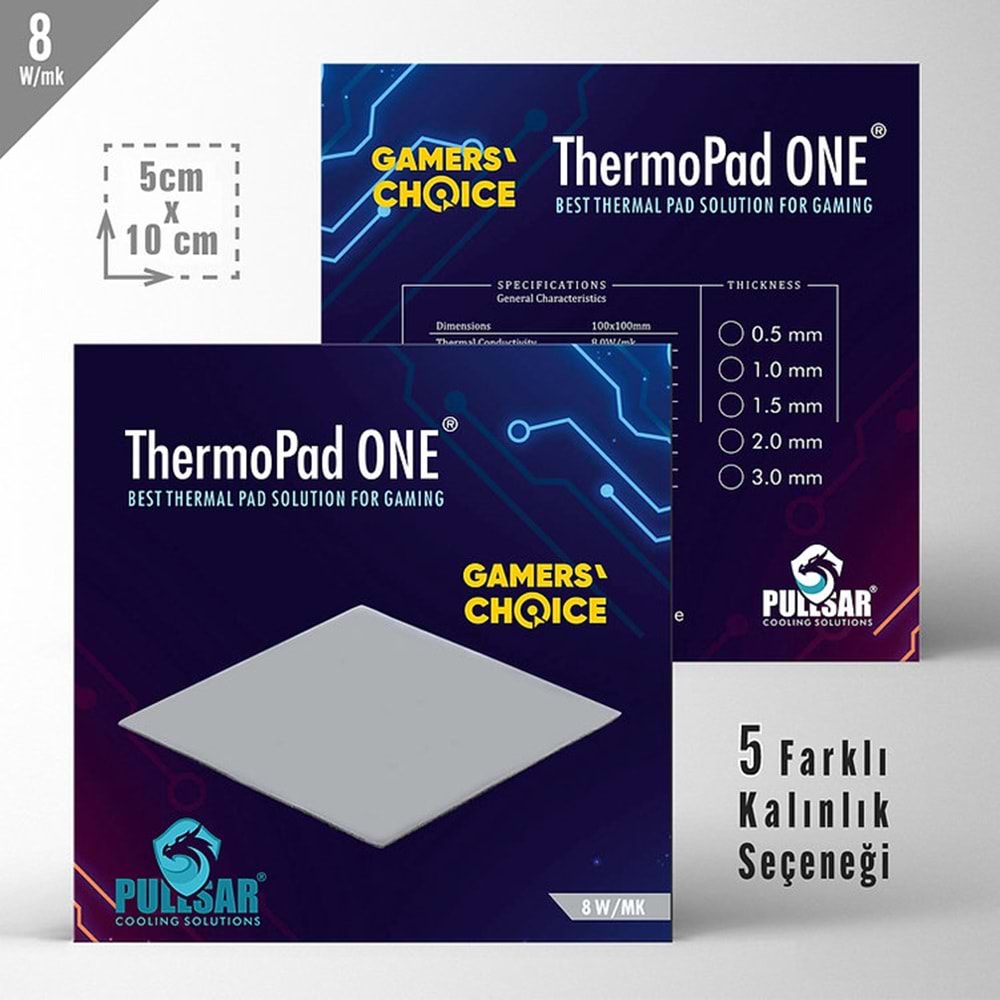 AKSESUAR THERMOPAD THERMAL PAD 8.0W/MK 1.5 mm KALINLIK 50X100MM