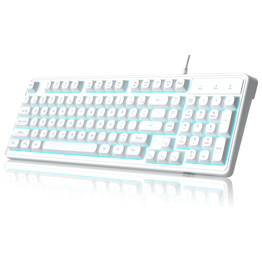 Klavye MageGee GK980 98 Tuş RGB Kablolu Membran Gaming Beyaz Tr Layout
