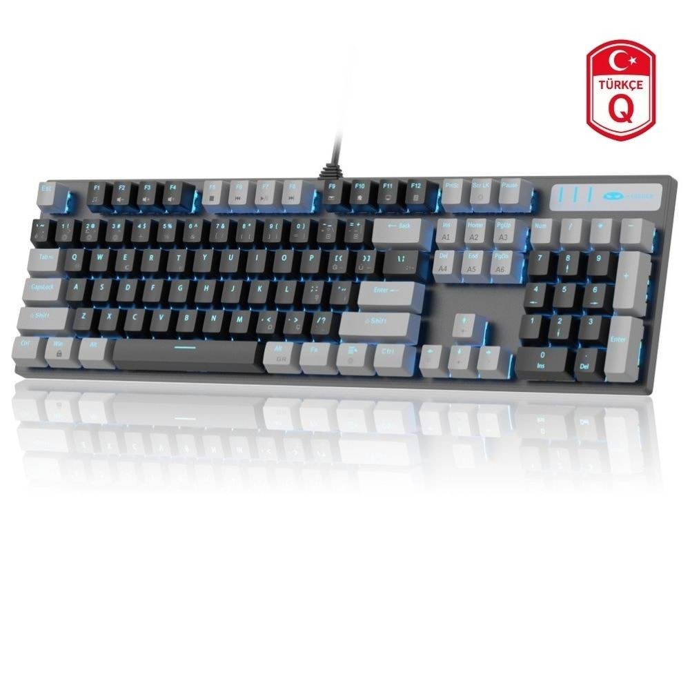 MageGee MK-STORM 104 Tuş Red Switch Kablolu Türkçe Q Gri-Siyah