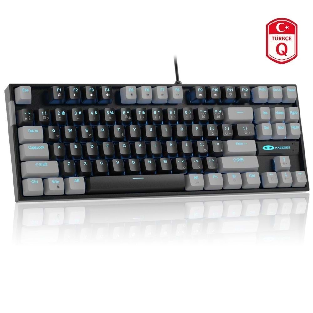 MageGee MK-STAR 87 Tuş Red Switch Gri-Siyah Kablolu Türkçe Q Mekanik