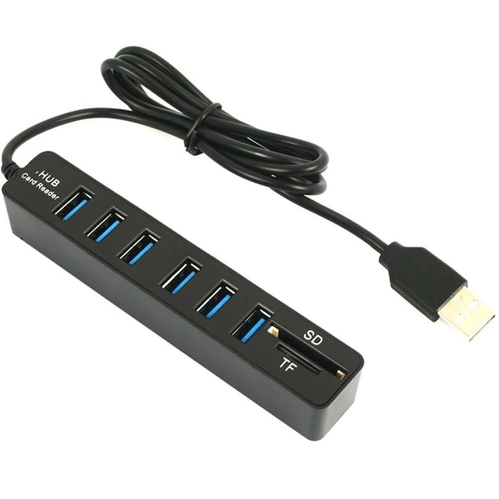 KART OKUYUCU USB Hub 6 Port + SD, TF Kart Okuyucu