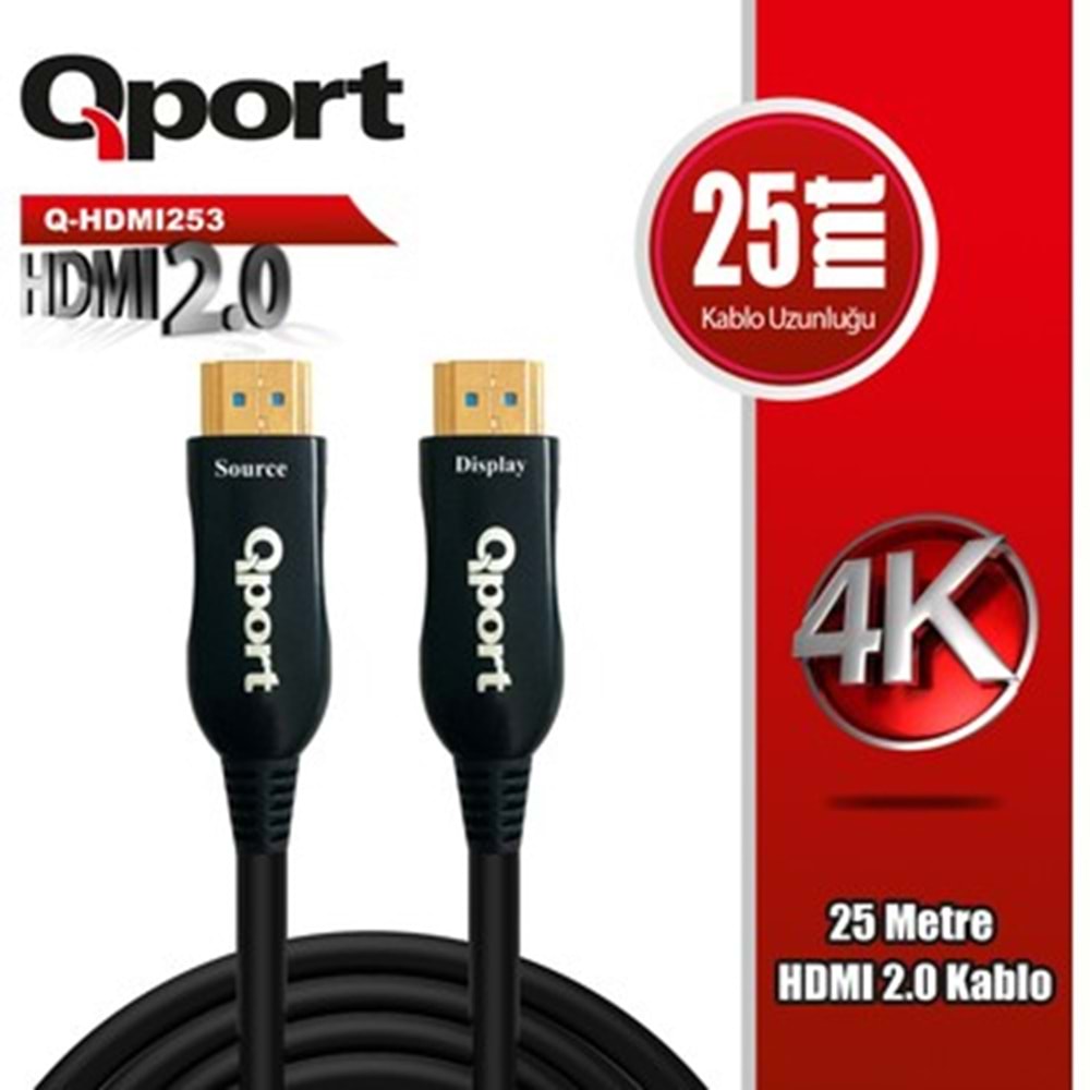 Kablo Qport Q-Hdmi253 25Mt Hdmi 2.0 Altın Uçlu